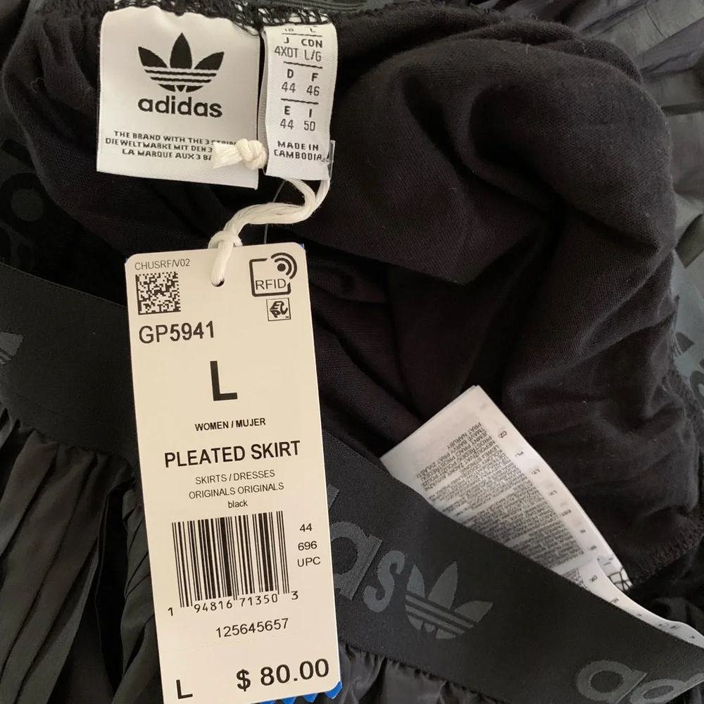 Adidas Originals Pleated Ripstop Skirt In Black - Picture 12 of 13